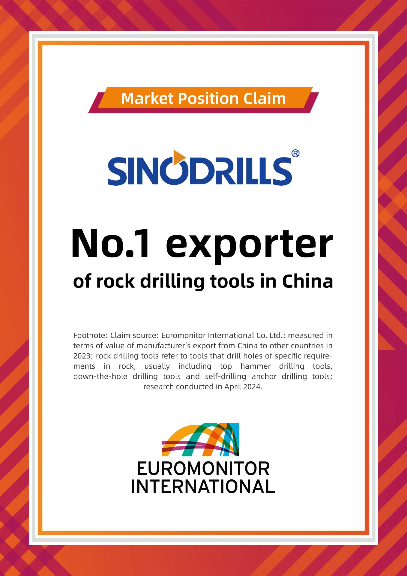 SINODRILLS Market Position Claim by Euromonitor